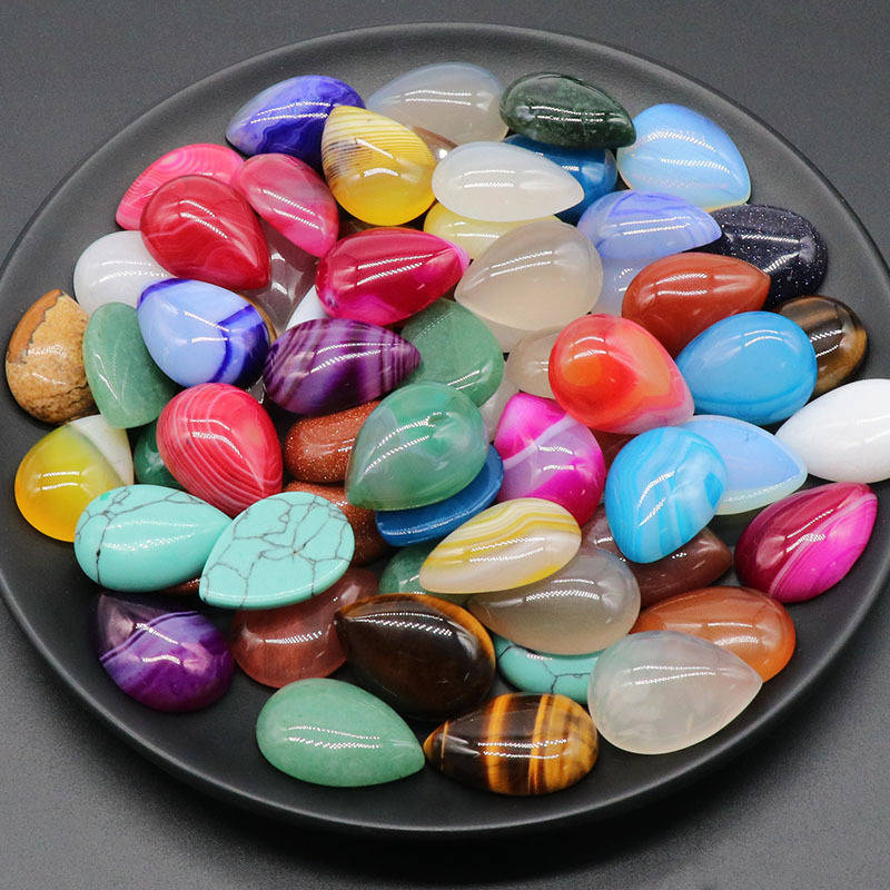 18X25MM Gemstone Teardrop Cabochon Water Drop Stone Flatback Beads for DIY Making Jewelry
