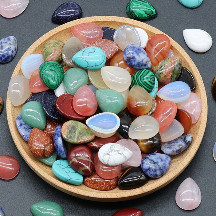 15X20mm Gemstone Teardrop Cabochon Water Drop Stone Flatback Beads for DIY Making Jewelry
