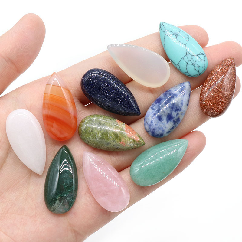 15X30MM Gemstone Teardrop Cabochon Water Drop Stone Flatback Beads for DIY Making Jewelry