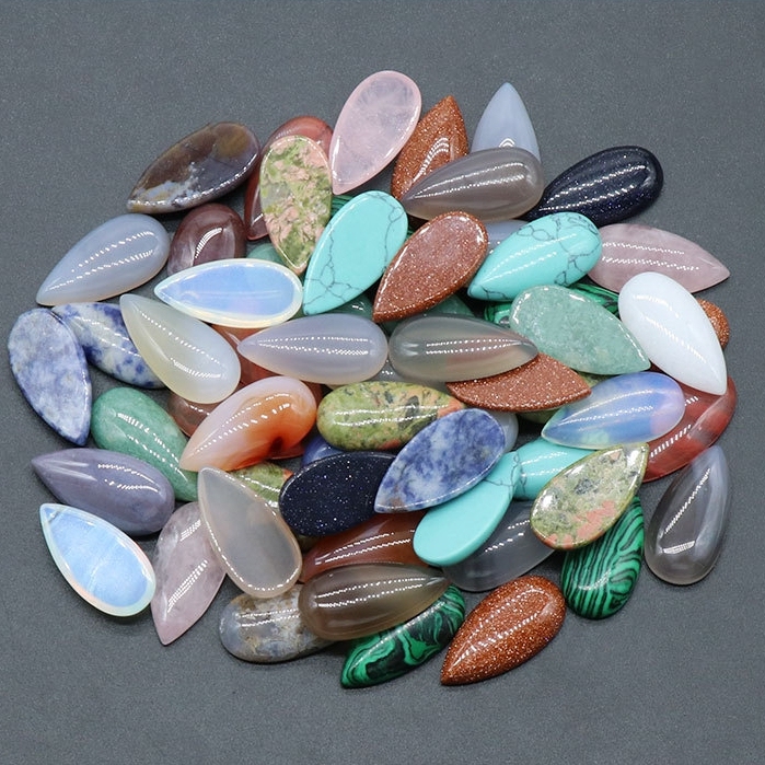 15X30MM Gemstone Teardrop Cabochon Water Drop Stone Flatback Beads for DIY Making Jewelry