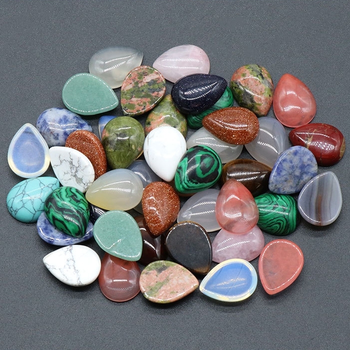 15X20mm Gemstone Teardrop Cabochon Water Drop Stone Flatback Beads for DIY Making Jewelry