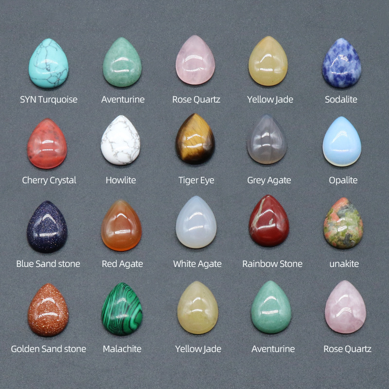 18X25MM Gemstone Teardrop Cabochon Water Drop Stone Flatback Beads for DIY Making Jewelry