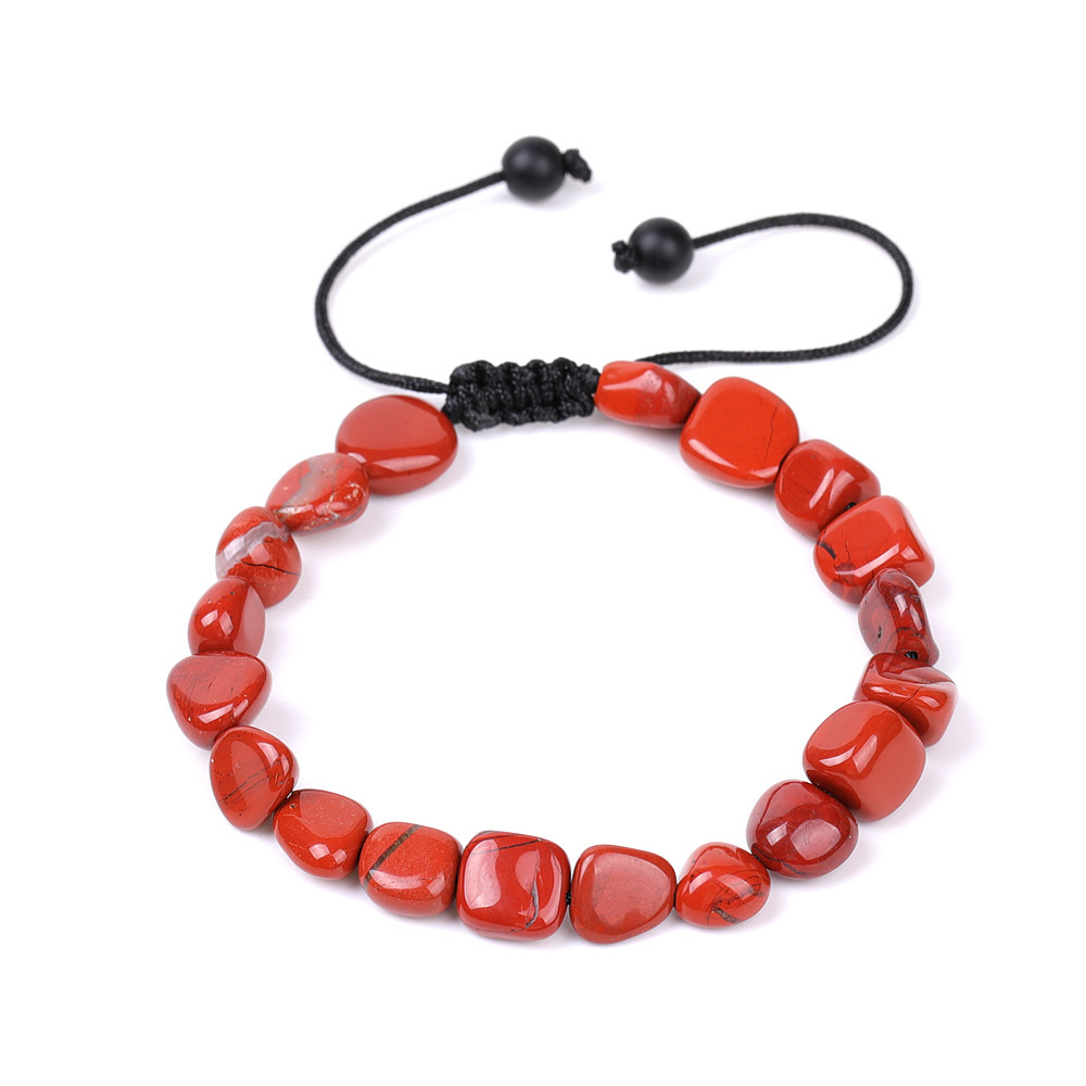 Handmade Woven Tumbled Stone Bracelets Adjustable Healing Chakra Yoga Gemstone Beads 6~9MM  Braided Rope Reiki