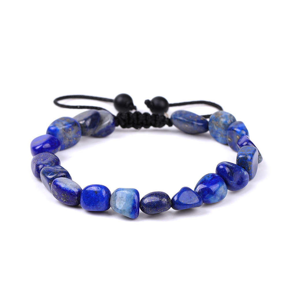 Handmade Woven Tumbled Stone Bracelets Adjustable Healing Chakra Yoga Gemstone Beads 6~9MM  Braided Rope Reiki