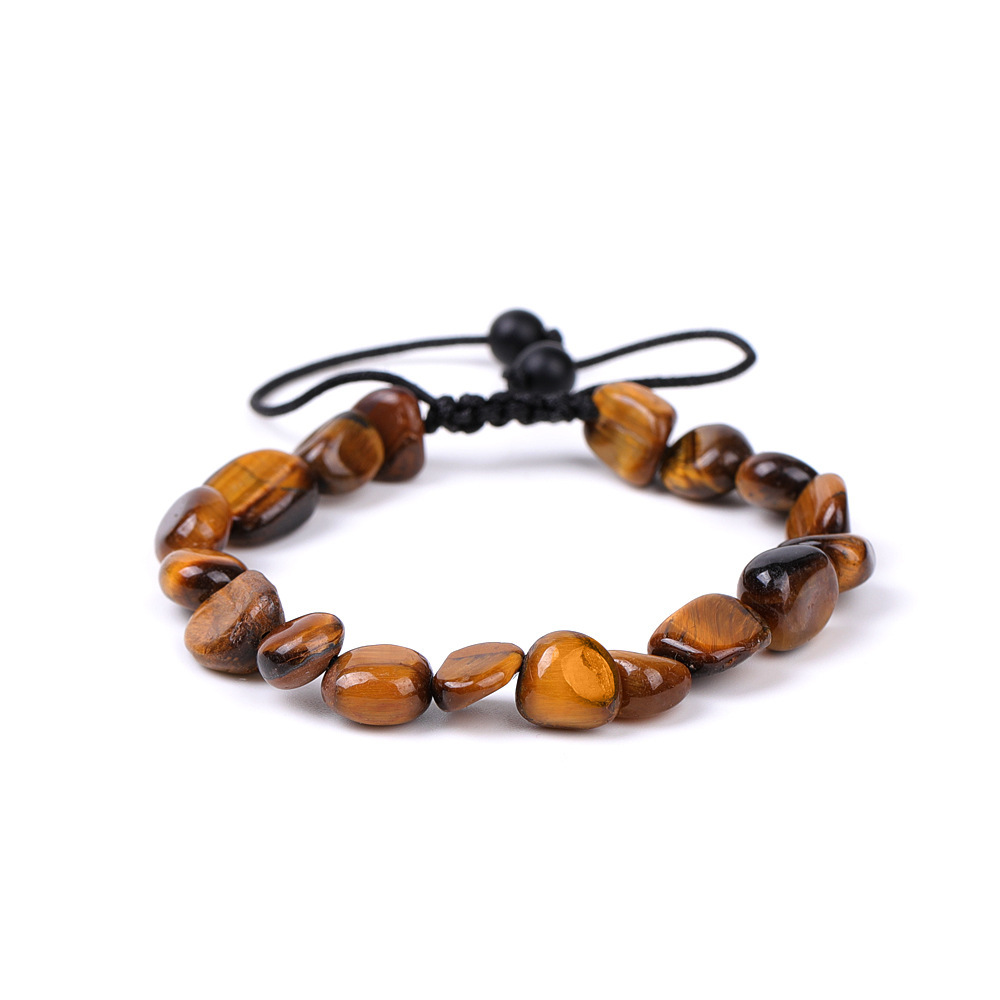 Handmade Woven Tumbled Stone Bracelets Adjustable Healing Chakra Yoga Gemstone Beads 6~9MM  Braided Rope Reiki