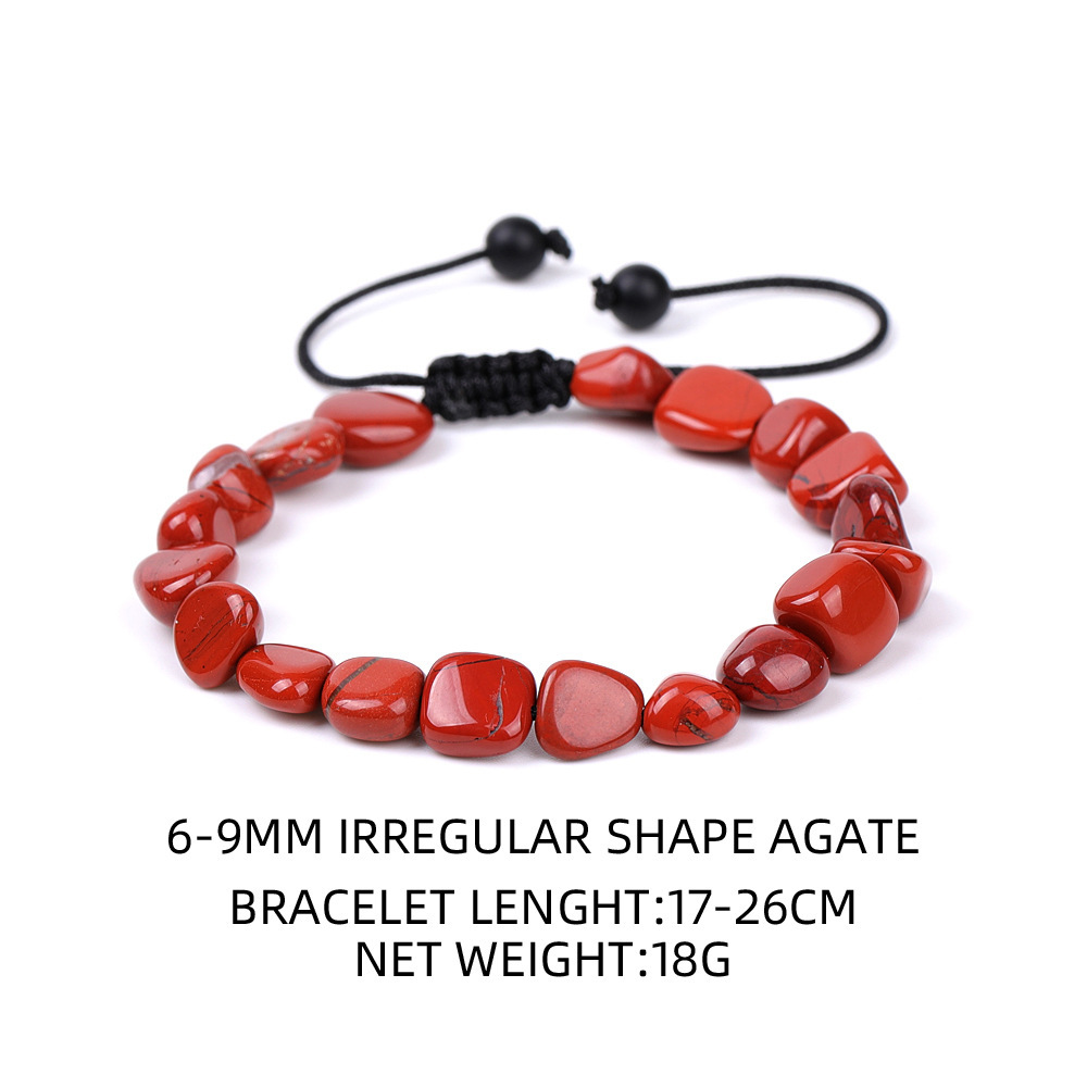 Handmade Woven Tumbled Stone Bracelets Adjustable Healing Chakra Yoga Gemstone Beads 6~9MM  Braided Rope Reiki