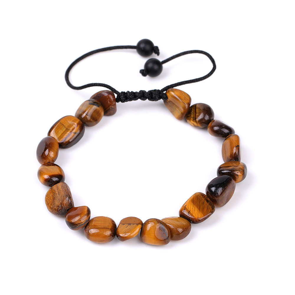 Handmade Woven Tumbled Stone Bracelets Adjustable Healing Chakra Yoga Gemstone Beads 6~9MM  Braided Rope Reiki