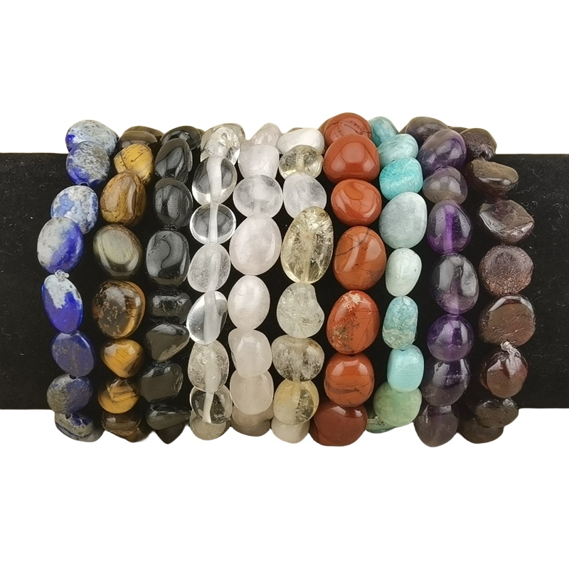 Handmade Woven Tumbled Stone Bracelets Adjustable Healing Chakra Yoga Gemstone Beads 6~9MM  Braided Rope Reiki