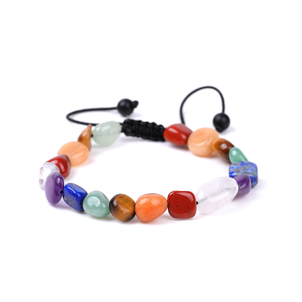 Handmade Woven Tumbled Stone Bracelets Adjustable Healing Chakra Yoga Gemstone Beads 6~9MM  Braided Rope Reiki