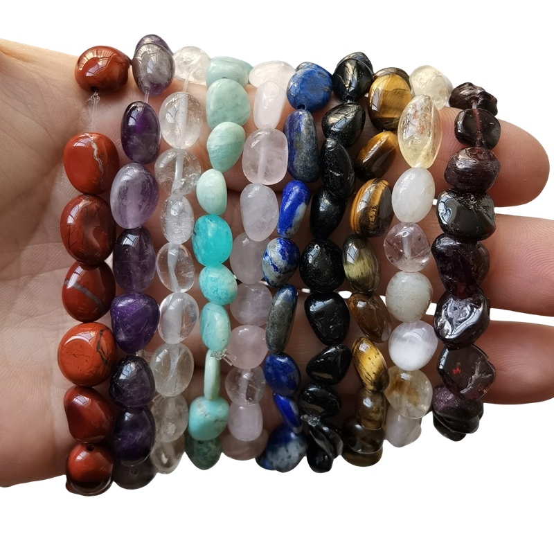 Handmade Woven Tumbled Stone Bracelets Adjustable Healing Chakra Yoga Gemstone Beads 6~9MM  Braided Rope Reiki