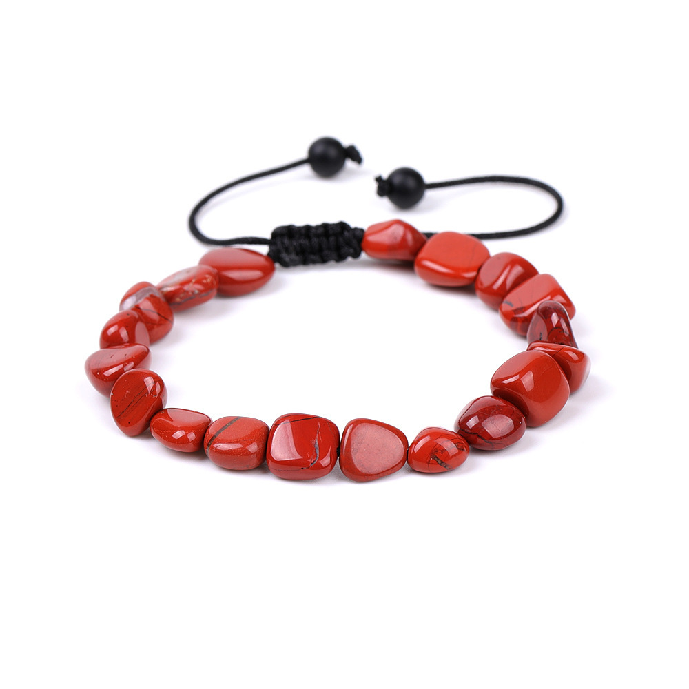 Handmade Woven Tumbled Stone Bracelets Adjustable Healing Chakra Yoga Gemstone Beads 6~9MM  Braided Rope Reiki