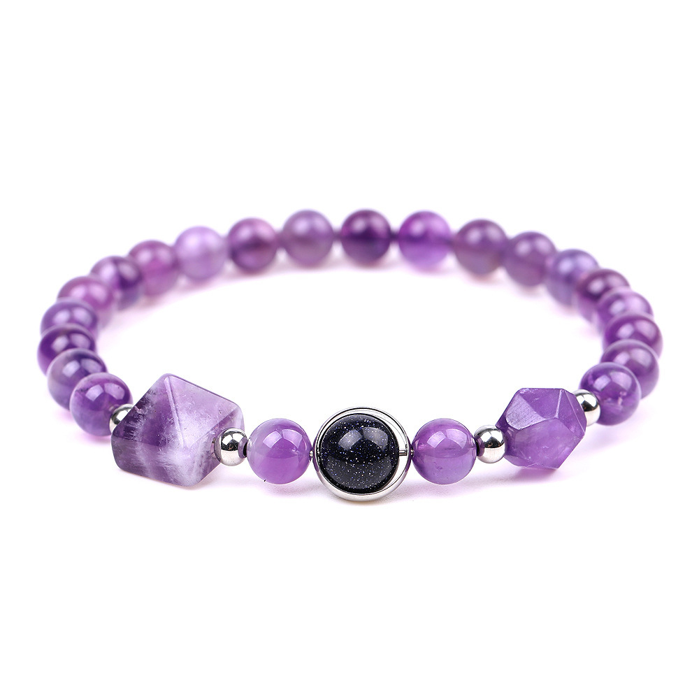 New Fashion Pyramid Bead Bracelet,Faceted Amethyst Rose Quartz Tiger Eye Bracelet,Yoga Obsidian Sodalite Pyramid Lucky Bracelet