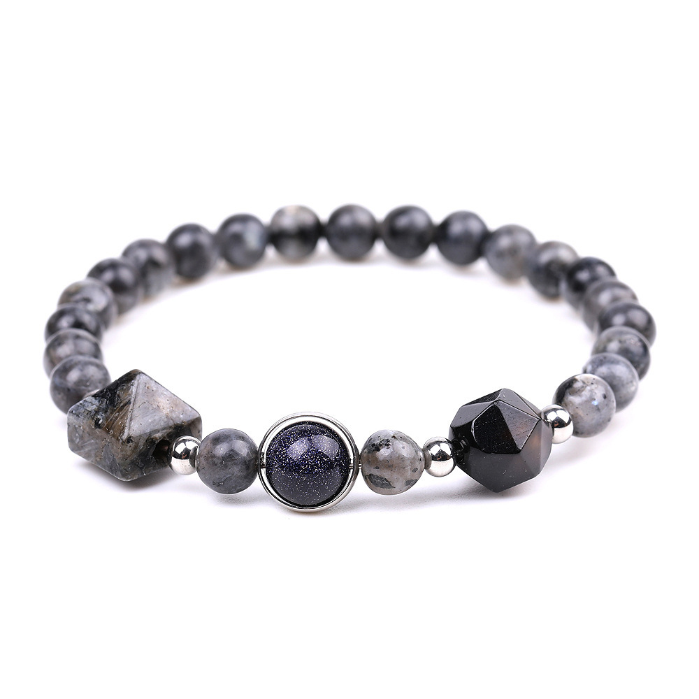New Fashion Pyramid Bead Bracelet,Faceted Amethyst Rose Quartz Tiger Eye Bracelet,Yoga Obsidian Sodalite Pyramid Lucky Bracelet
