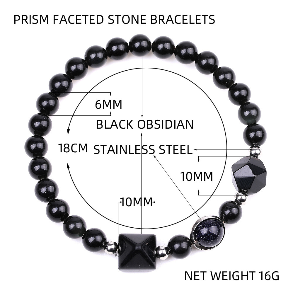 Natural Pyramid Beads Stone Stretch Bracelets for women men SB1864