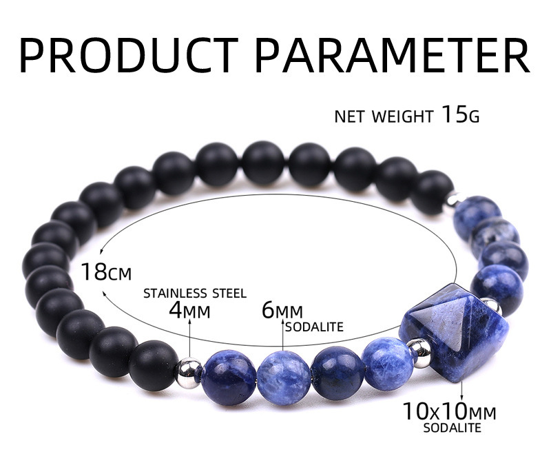 Natural Gemstone Pyramid Beads Stretch Bracelet For Women Men SB1867