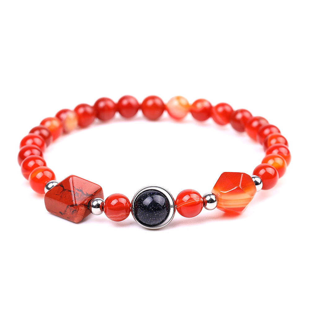 New Fashion Pyramid Bead Bracelet,Faceted Amethyst Rose Quartz Tiger Eye Bracelet,Yoga Obsidian Sodalite Pyramid Lucky Bracelet