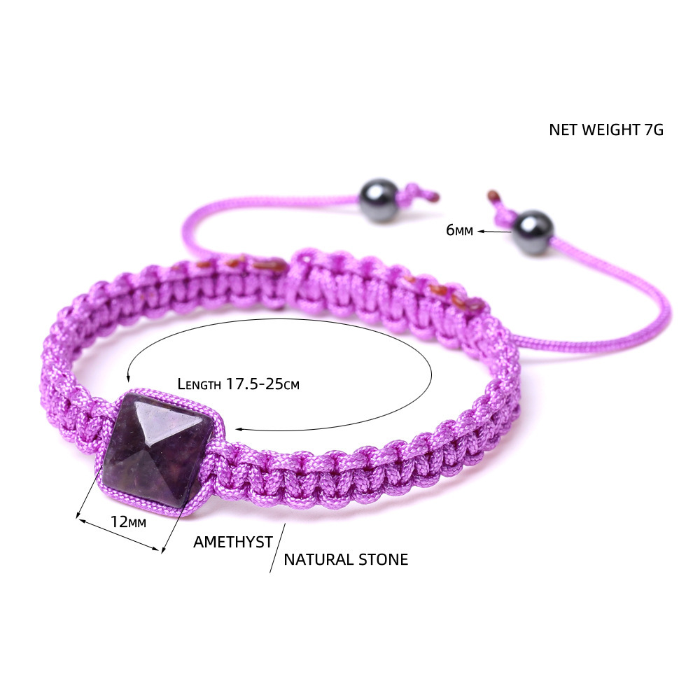 Fashion Adjustable Braided Triangle Cone Pyramid Lapis Lazuli Amethyst Green Aventurine Natural Stone Bracelet-SB1869