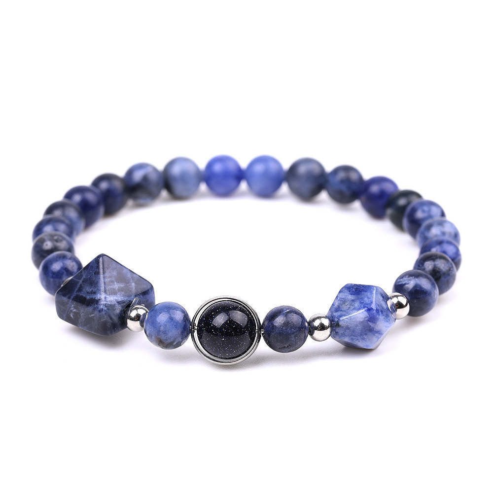 New Fashion Pyramid Bead Bracelet,Faceted Amethyst Rose Quartz Tiger Eye Bracelet,Yoga Obsidian Sodalite Pyramid Lucky Bracelet