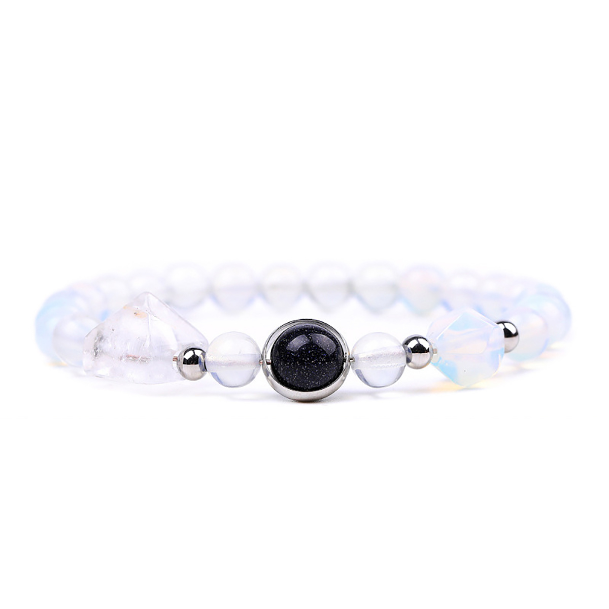 New Fashion Pyramid Bead Bracelet,Faceted Amethyst Rose Quartz Tiger Eye Bracelet,Yoga Obsidian Sodalite Pyramid Lucky Bracelet
