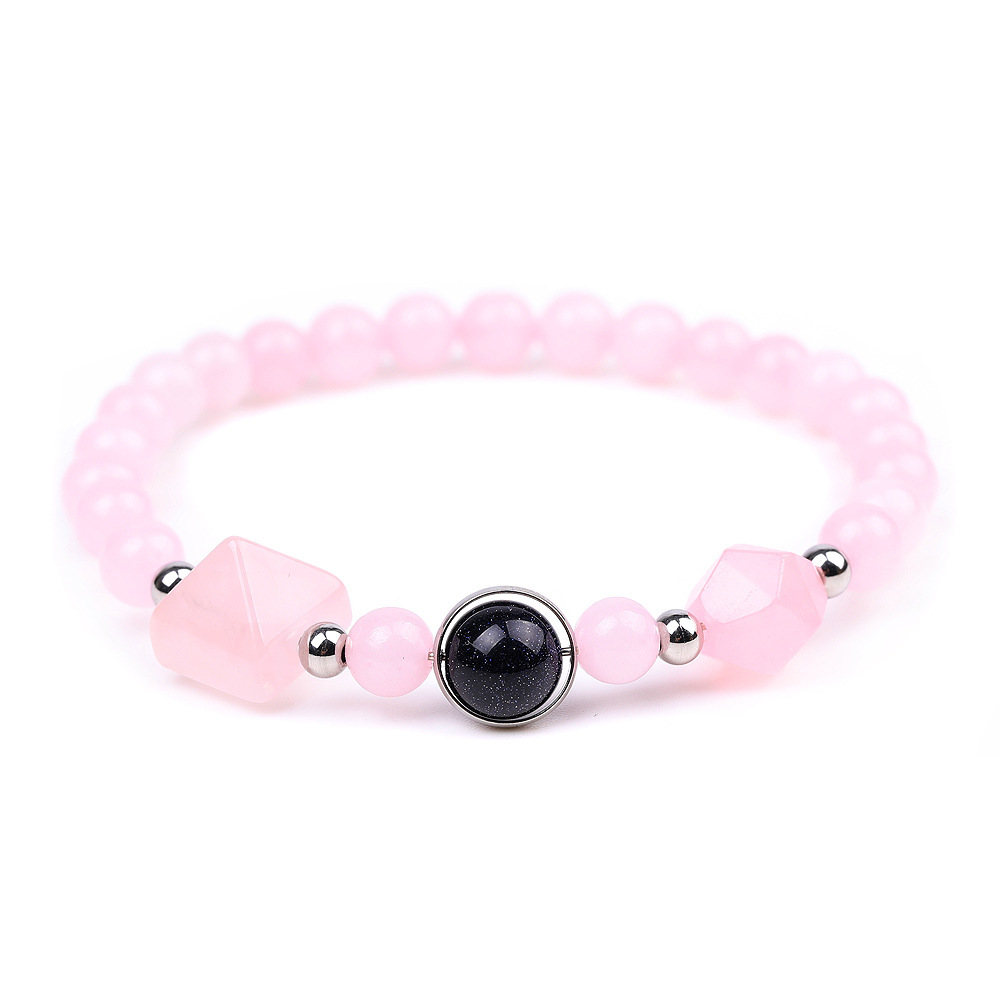 New Fashion Pyramid Bead Bracelet,Faceted Amethyst Rose Quartz Tiger Eye Bracelet,Yoga Obsidian Sodalite Pyramid Lucky Bracelet
