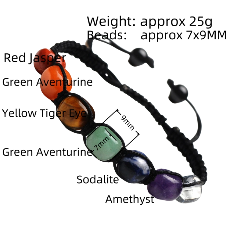 Handmade Woven Gemstone Beads Bracelets Adjustable Reiki Healing Relief Yoga  Braided Rope Healing Anxiety  SB2046