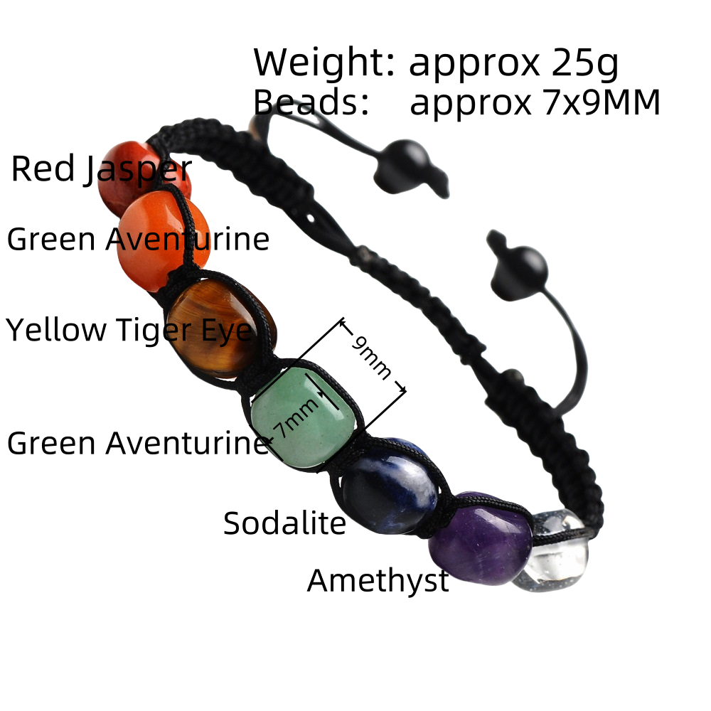 Handmade Woven Gemstone Beads Bracelets Adjustable Reiki Healing Relief Yoga  Braided Rope Healing Anxiety  SB2046