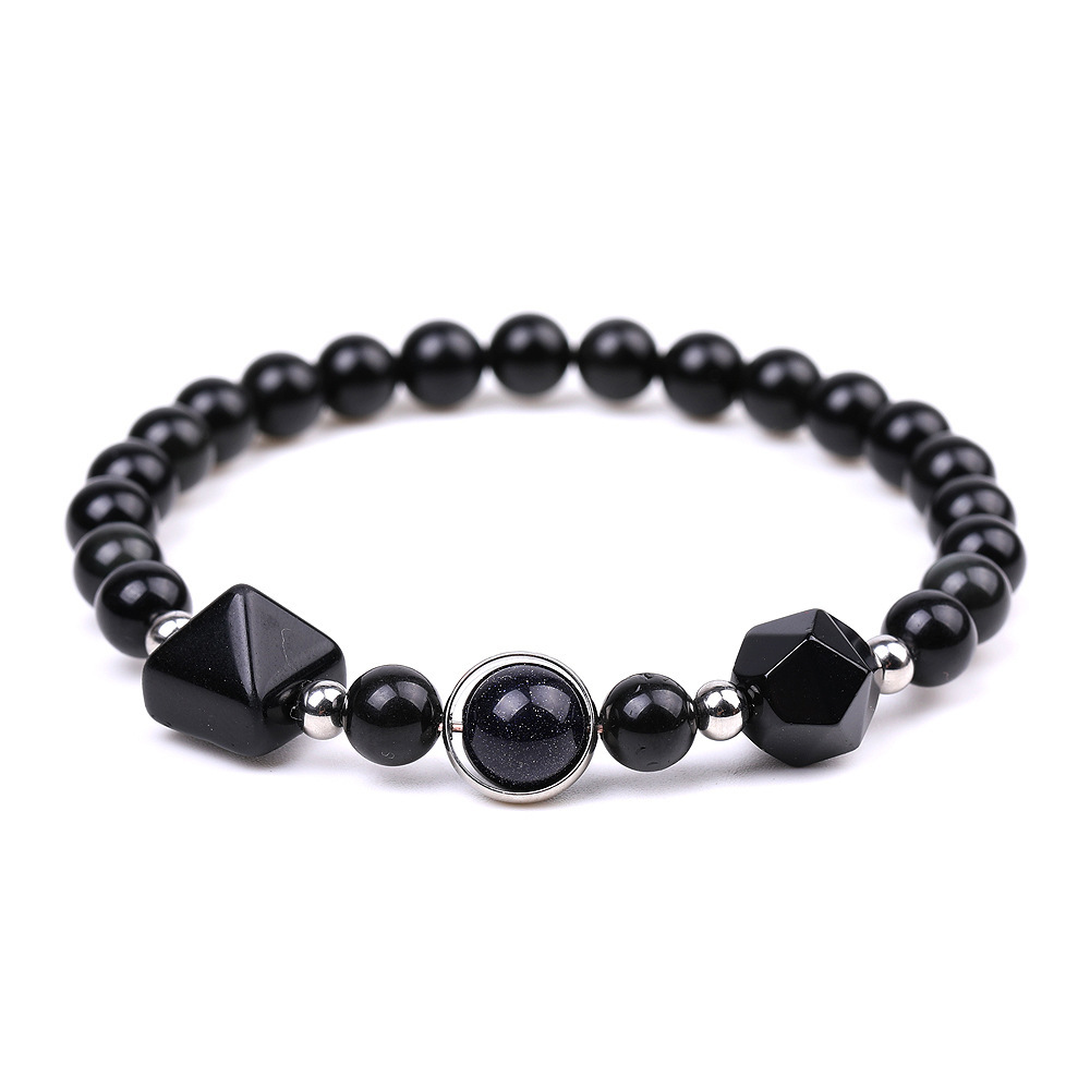 New Fashion Pyramid Bead Bracelet,Faceted Amethyst Rose Quartz Tiger Eye Bracelet,Yoga Obsidian Sodalite Pyramid Lucky Bracelet