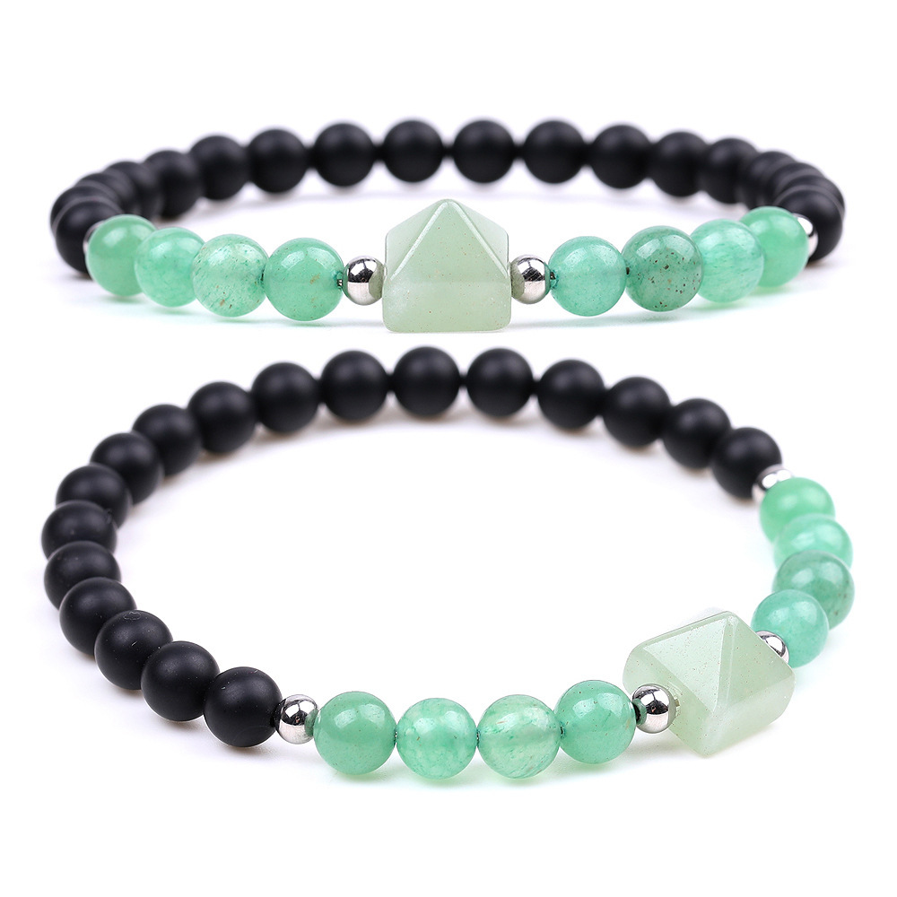 Natural Gemstone Pyramid Beads Stretch Bracelet For Women Men SB1867