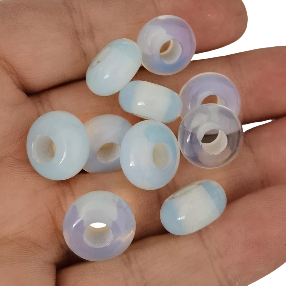 Opal Abacus Beads for Making Jewelry Handmade Craved Spacer Gemstone Drilled 4MM Big Hole