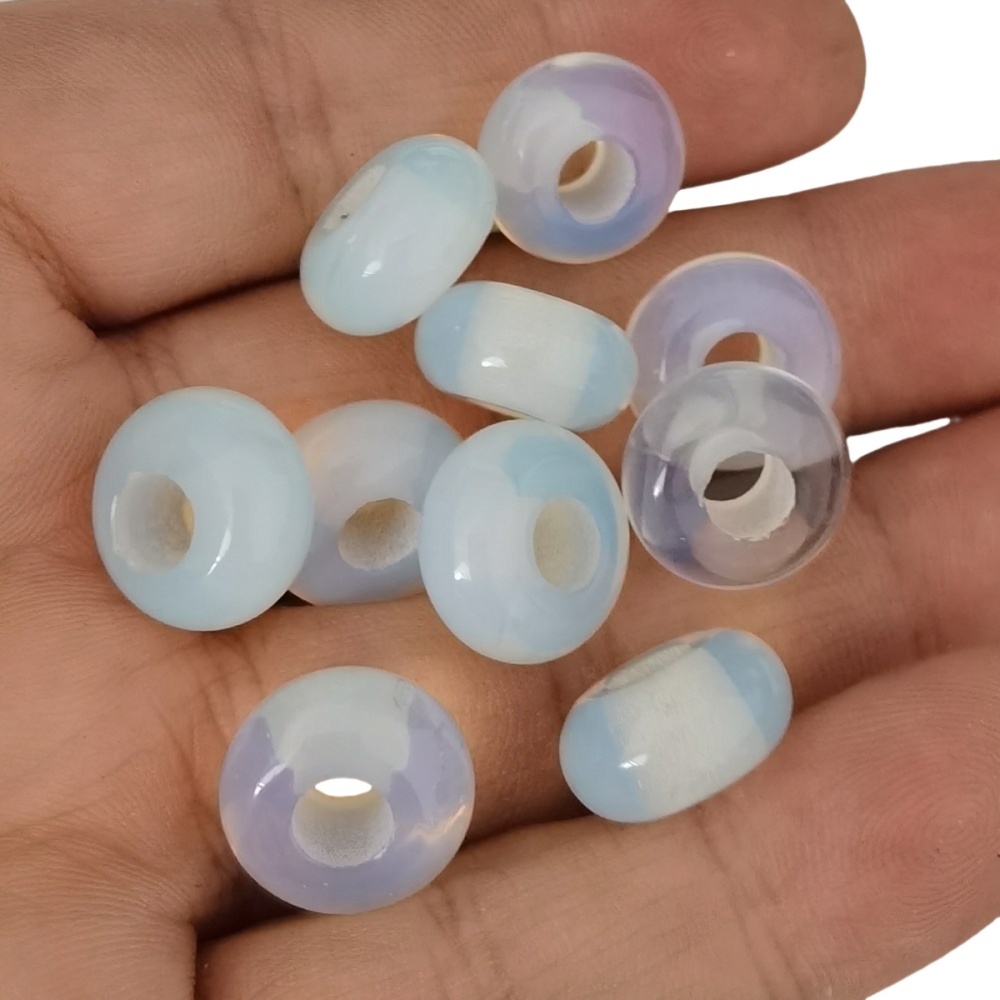 Opal Abacus Beads for Making Jewelry Handmade Craved Spacer Gemstone Drilled 4MM Big Hole