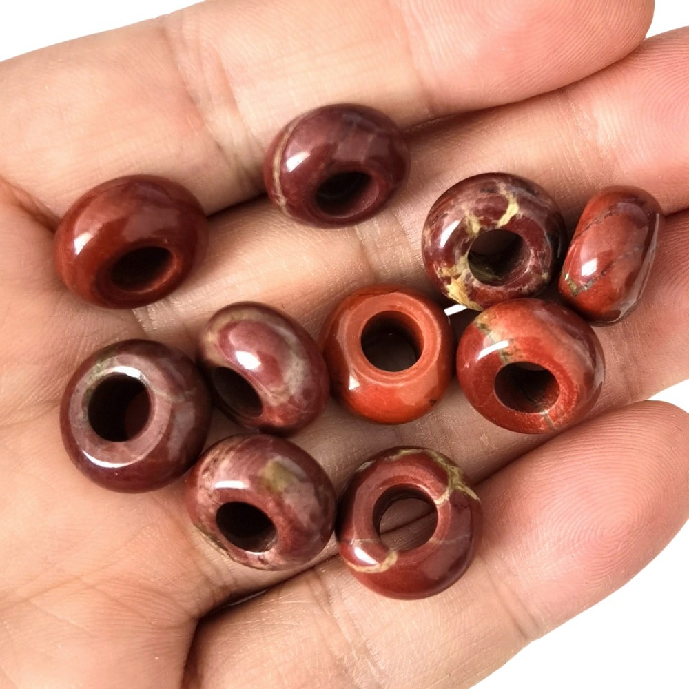 Red Jasper Abacus Beads for Making Jewelry Handmade Craved Spacer Gemstone Drilled 4MM Big Hole