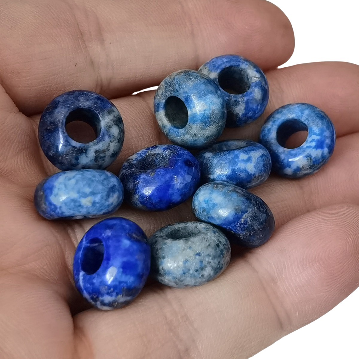 Lapis Lauzli Abacus Beads for Making Jewelry Handmade Craved Spacer Gemstone Drilled 4MM Big Hole