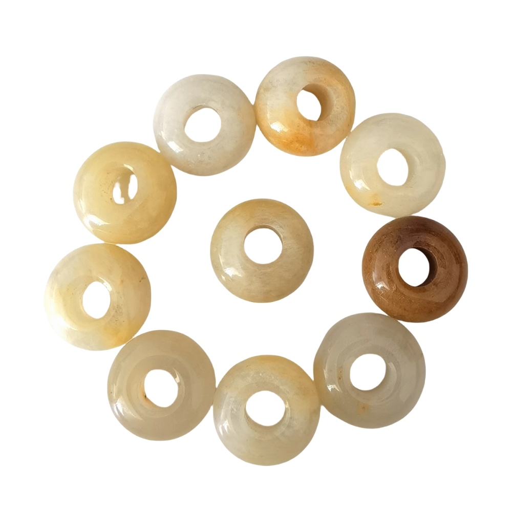 Yellow Jade Abacus Beads for Making Jewelry Handmade Craved Spacer Gemstone Drilled 4MM Big Hole