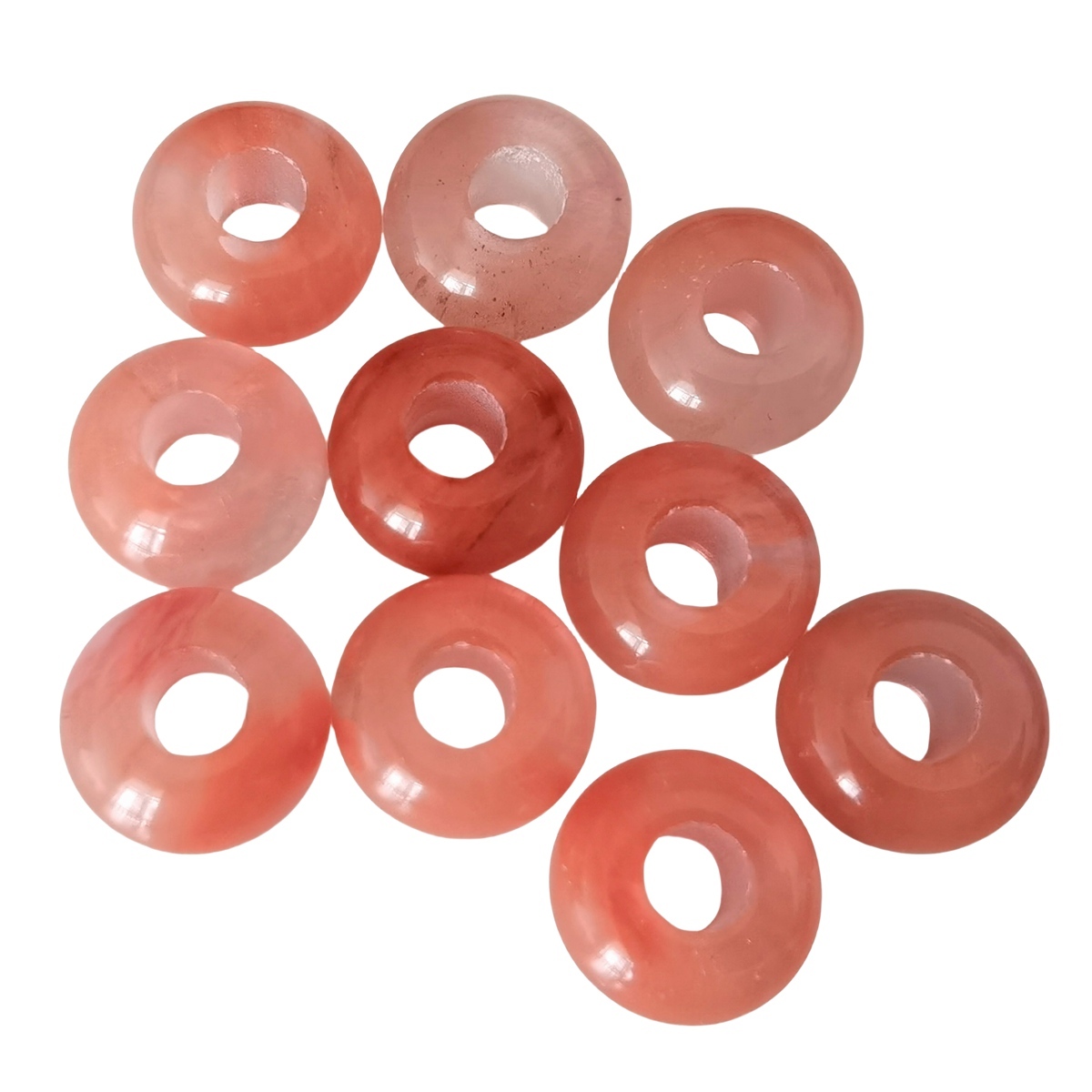 Cherry Quartz  Abacus Beads for Making Jewelry Handmade Craved Spacer Gemstone Drilled 4MM Big Hole