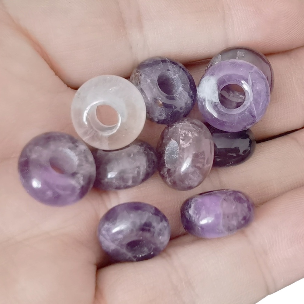 Amethyst Abacus Beads Drilled Big Hole for Making Jewelry 1PCS