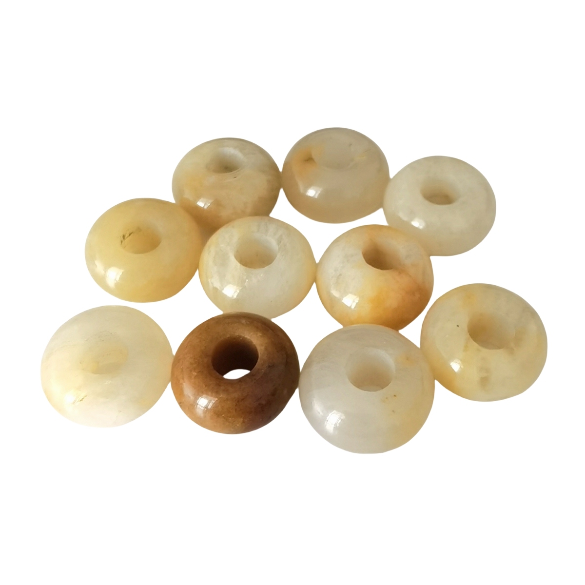 Yellow Jade Abacus Beads for Making Jewelry Handmade Craved Spacer Gemstone Drilled 4MM Big Hole