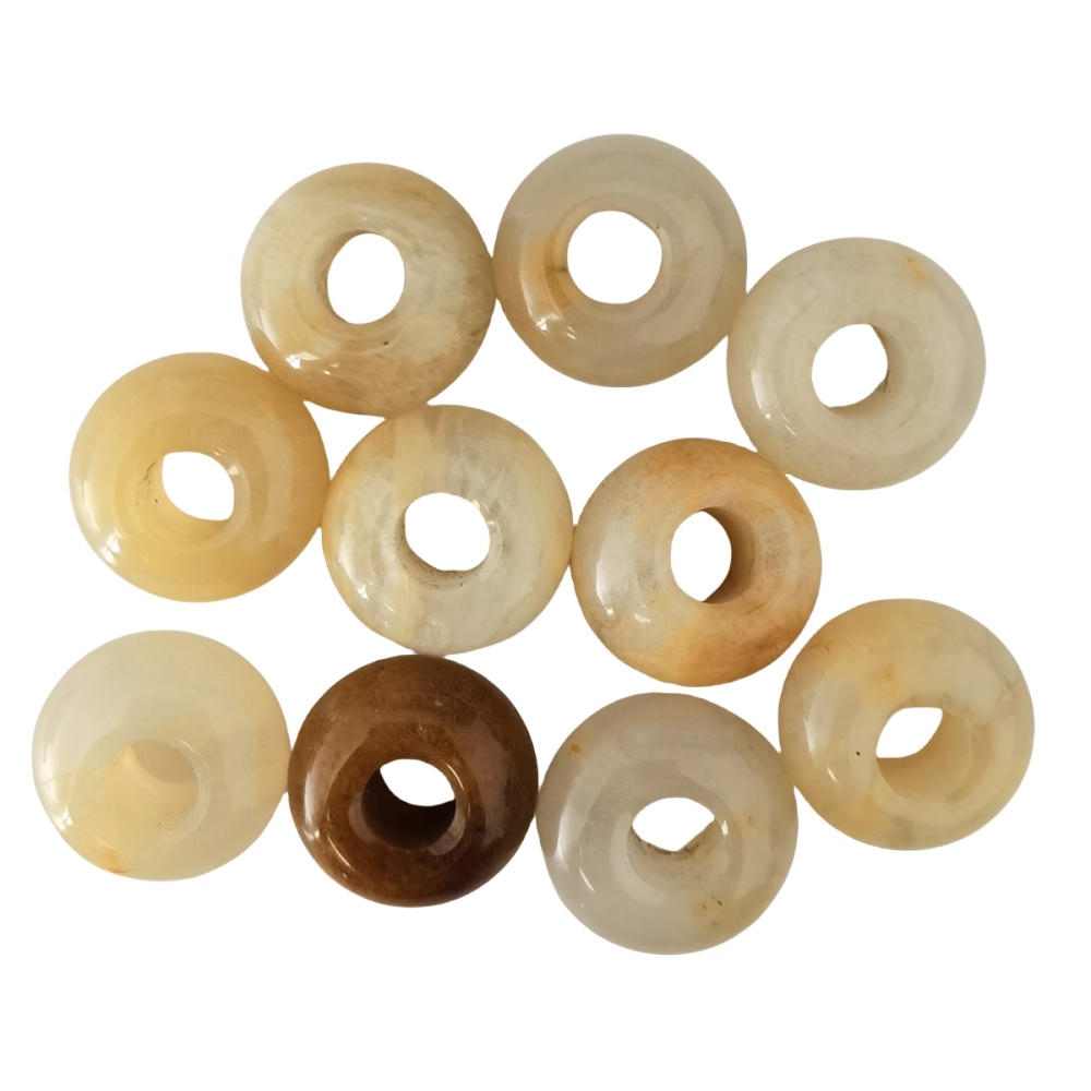 Yellow Jade Abacus Beads for Making Jewelry Handmade Craved Spacer Gemstone Drilled 4MM Big Hole
