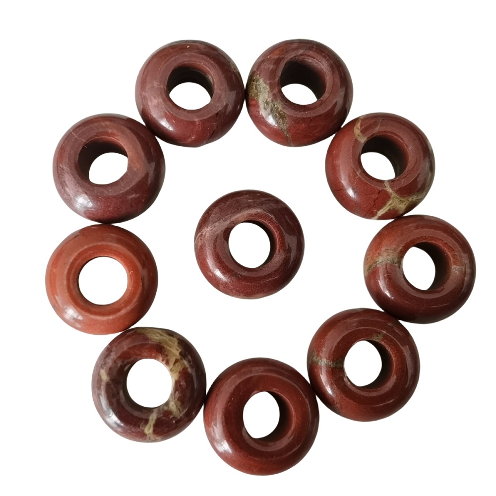 Red Jasper Abacus Beads for Making Jewelry Handmade Craved Spacer Gemstone Drilled 4MM Big Hole