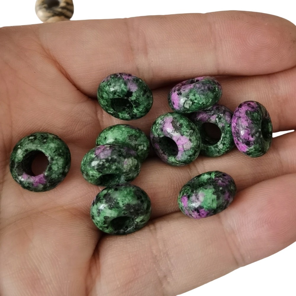 Ruby zoisite Abacus Beads for Making Jewelry Handmade Craved Spacer Gemstone Drilled 4MM Big Hole
