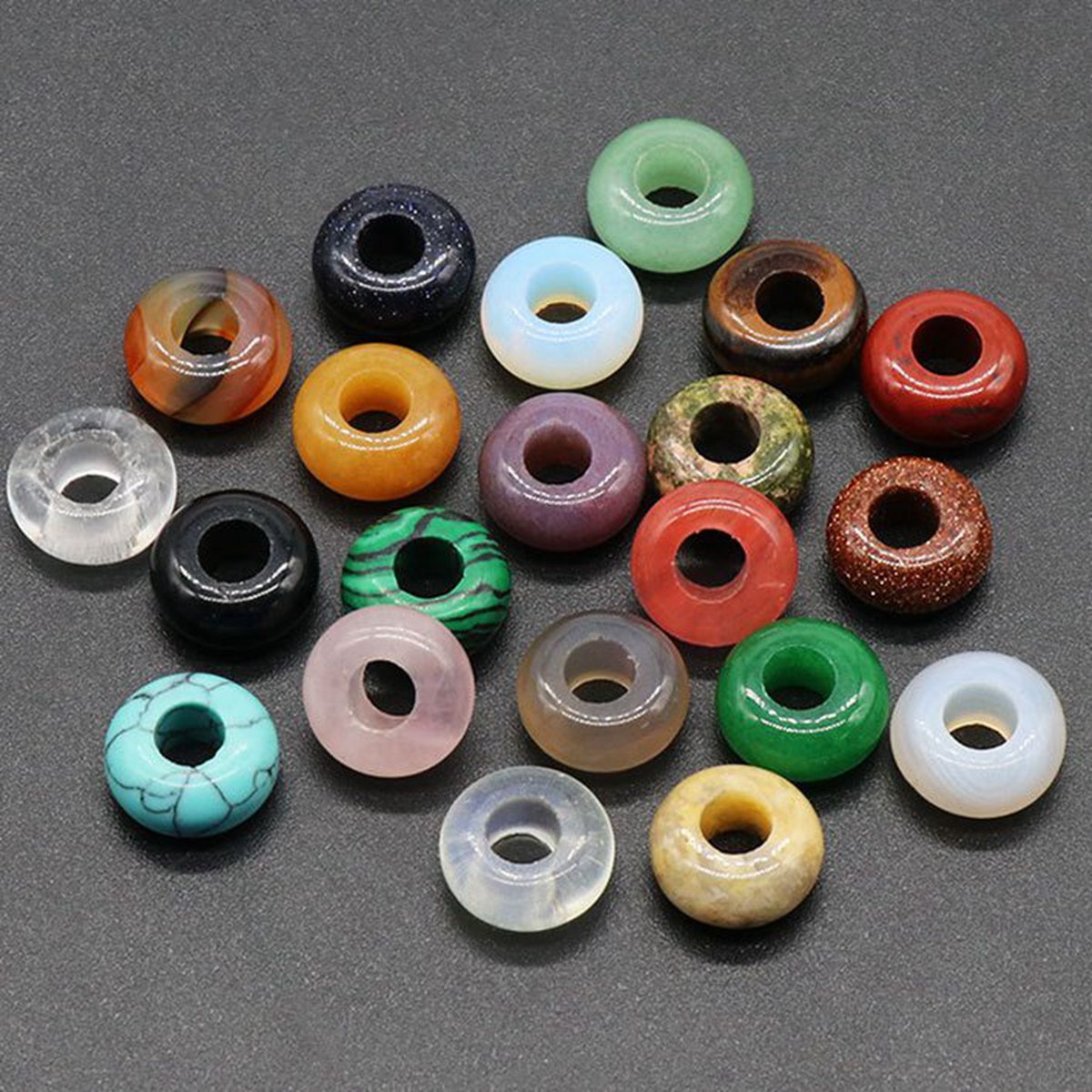 D12X5MM Natural Gemstone Abacus Beads Drilled Big Hole (5MM) for Making Jewelry 1PCS