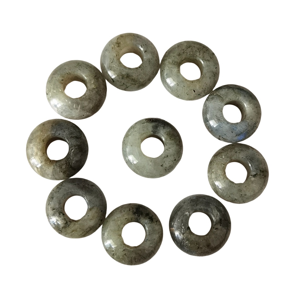 Labradorite Abacus Beads for Making Jewelry Handmade Craved Spacer Gemstone Drilled 4MM Big Hole