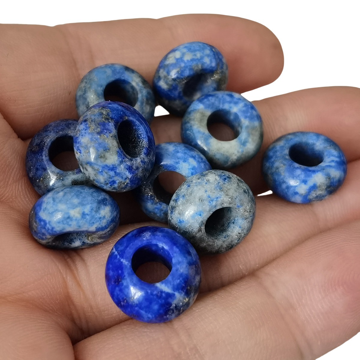 Lapis Lauzli Abacus Beads for Making Jewelry Handmade Craved Spacer Gemstone Drilled 4MM Big Hole