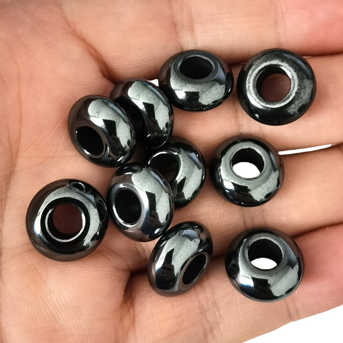 Hematite Abacus Beads Drilled Big Hole for Making Jewelry 1PCS
