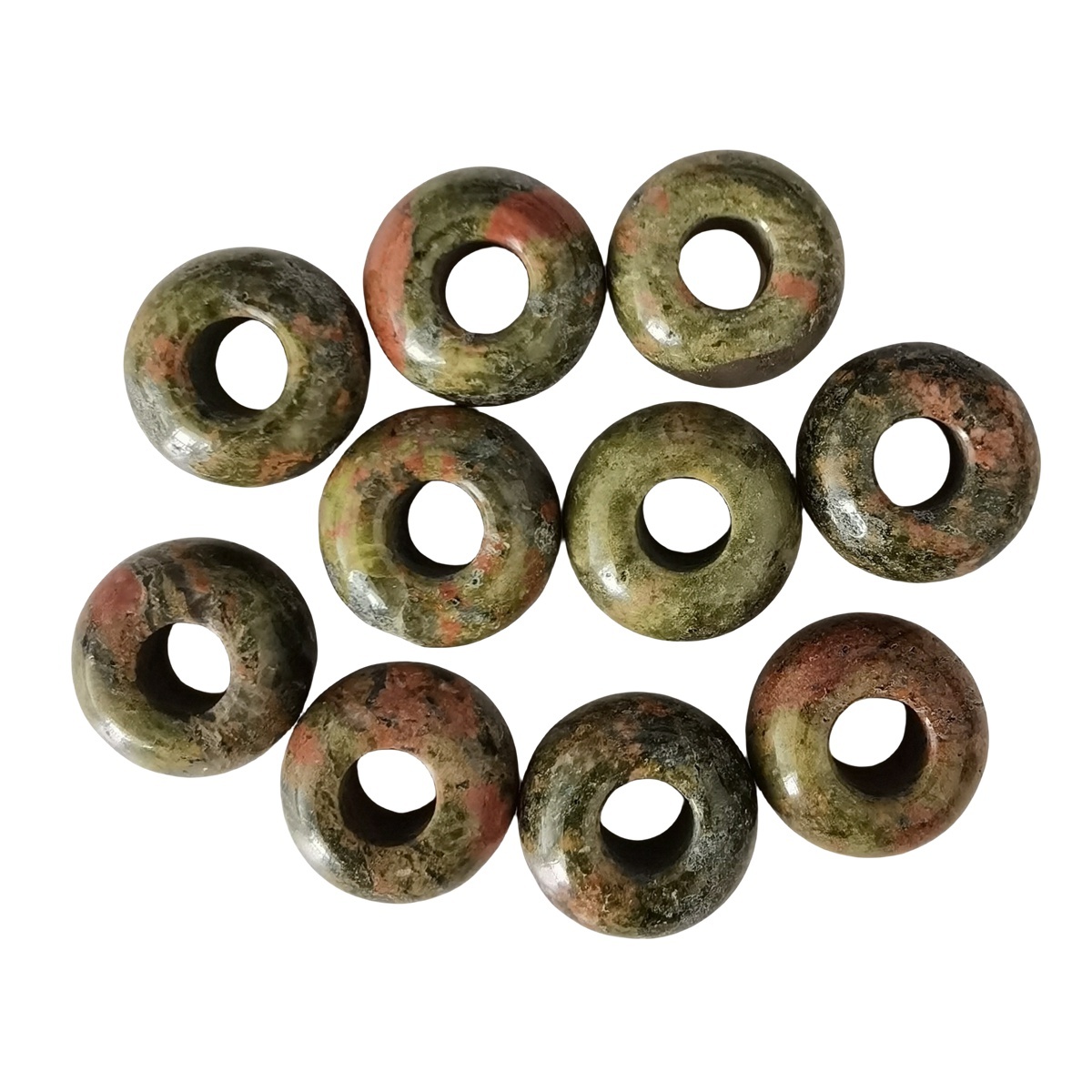 Unakite Abacus Beads for Making Jewelry Handmade Craved Spacer Gemstone Drilled 4MM Big Hole