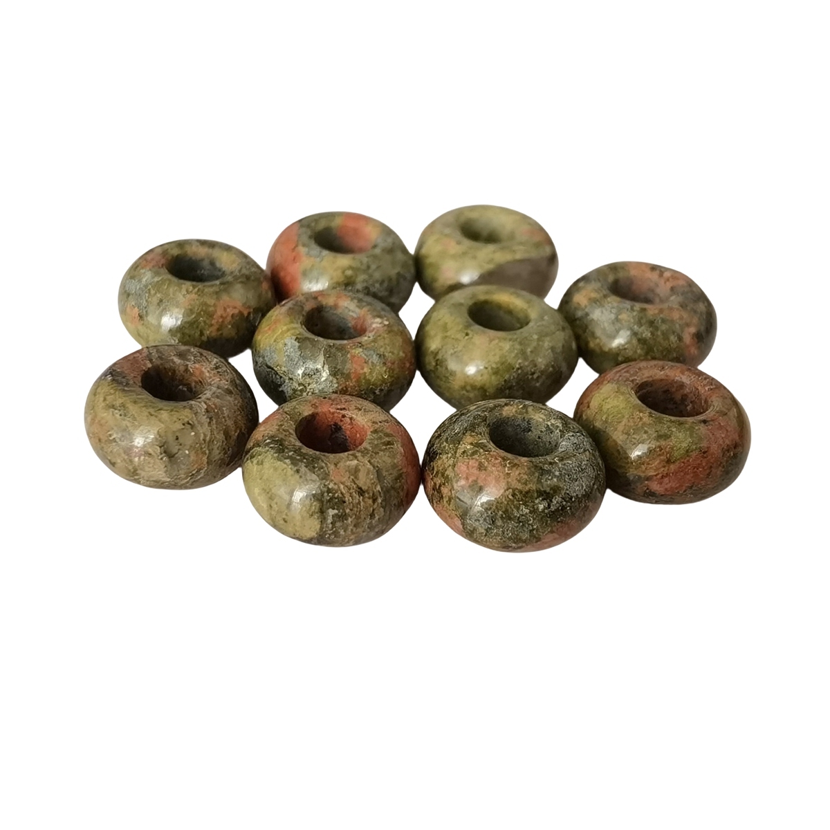 Unakite Abacus Beads for Making Jewelry Handmade Craved Spacer Gemstone Drilled 4MM Big Hole