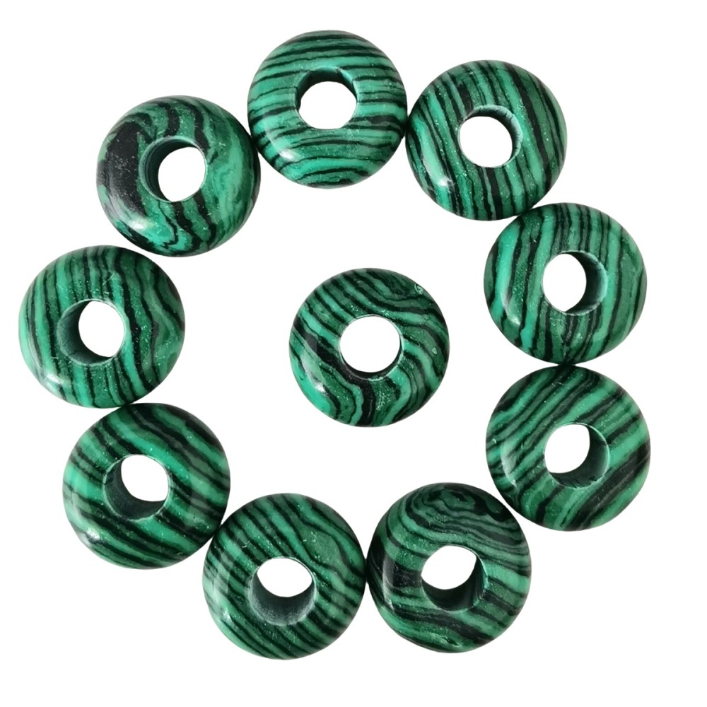 Malachite Abacus Beads for Making Jewelry Handmade Craved Spacer Gemstone Drilled 4MM Big Hole