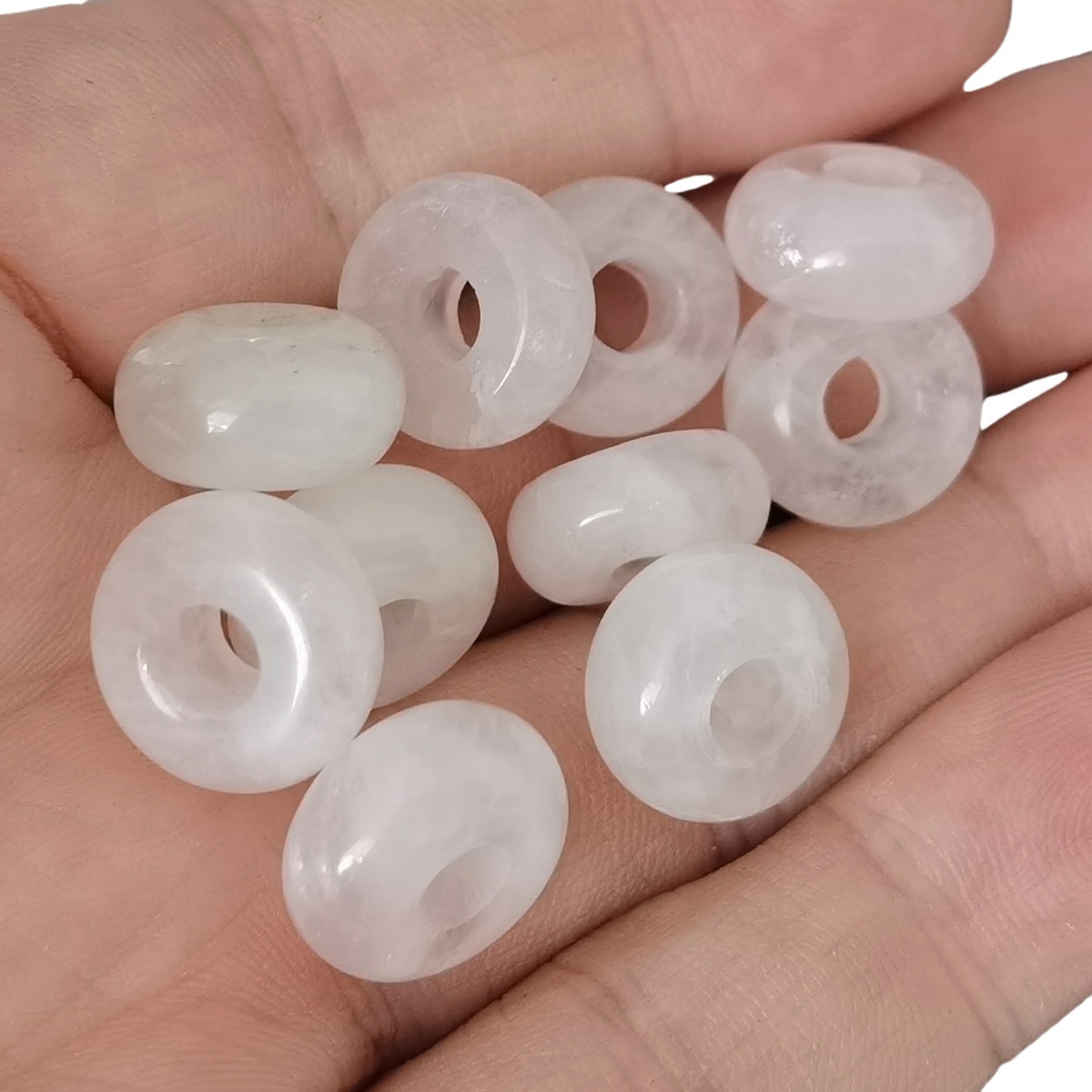 Quartz Crystal Abacus Beads for Making Jewelry Handmade Craved Spacer Gemstone Drilled 4MM Big Hole