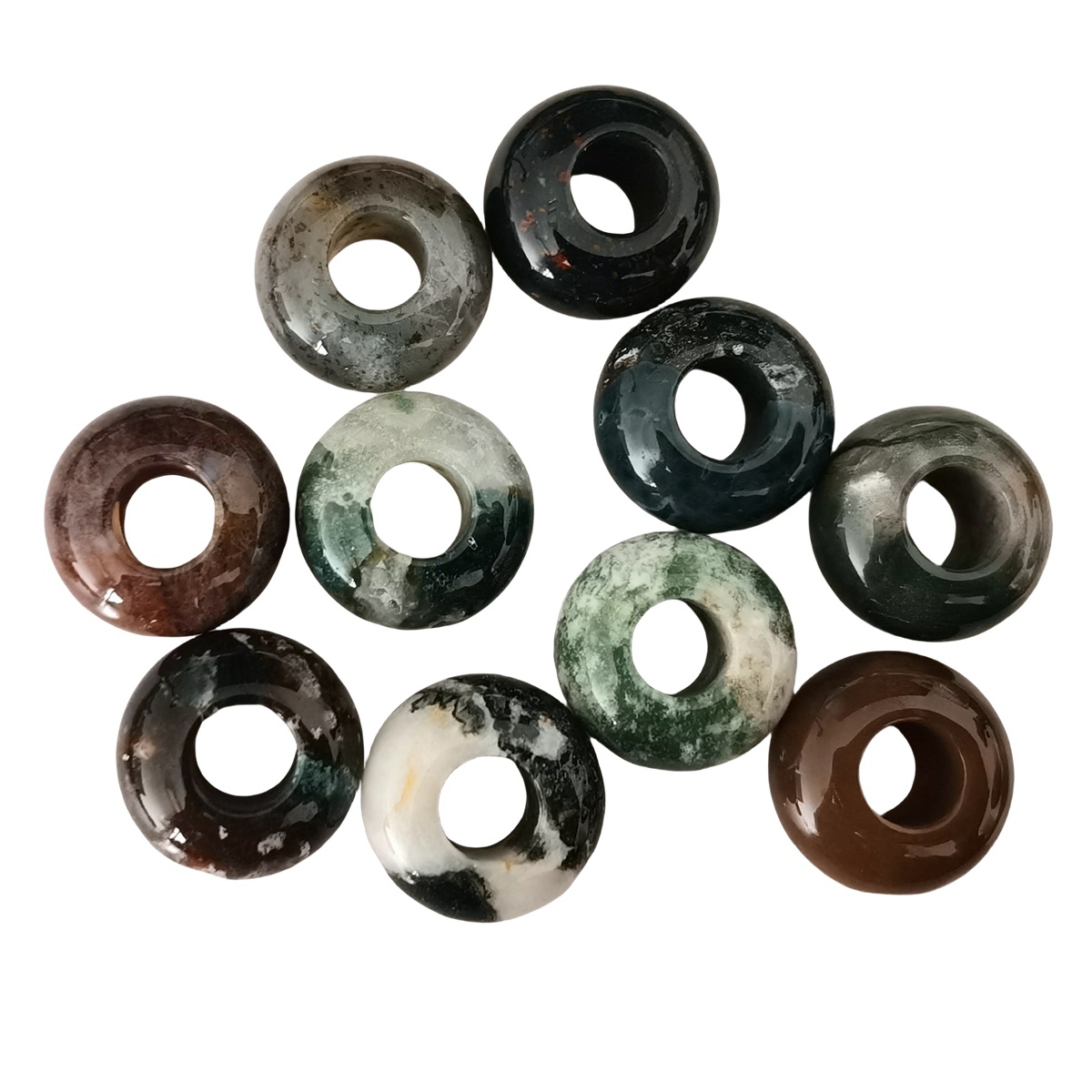 Fancy Jasper Abacus Beads for Making Jewelry Handmade Craved Spacer Gemstone Drilled 4MM Big Hole