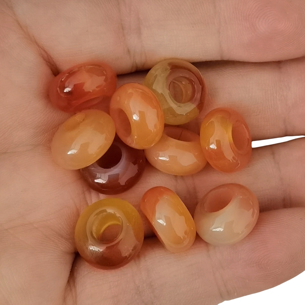 Red Carnelian Abacus Beads Drilled Big Hole for Making Jewelry 1PCS