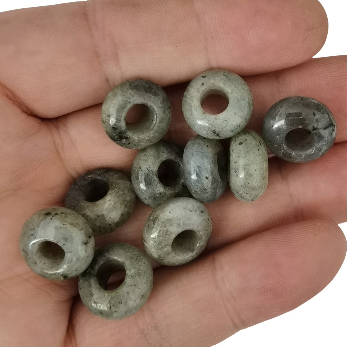 Labradorite Abacus Beads for Making Jewelry Handmade Craved Spacer Gemstone Drilled 4MM Big Hole